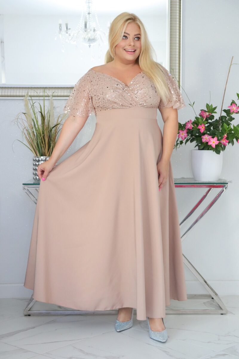 Sukienka Arwena - elegancja, która olśniewa. Kwintesencja wieczorowego blasku! ZŁOTA