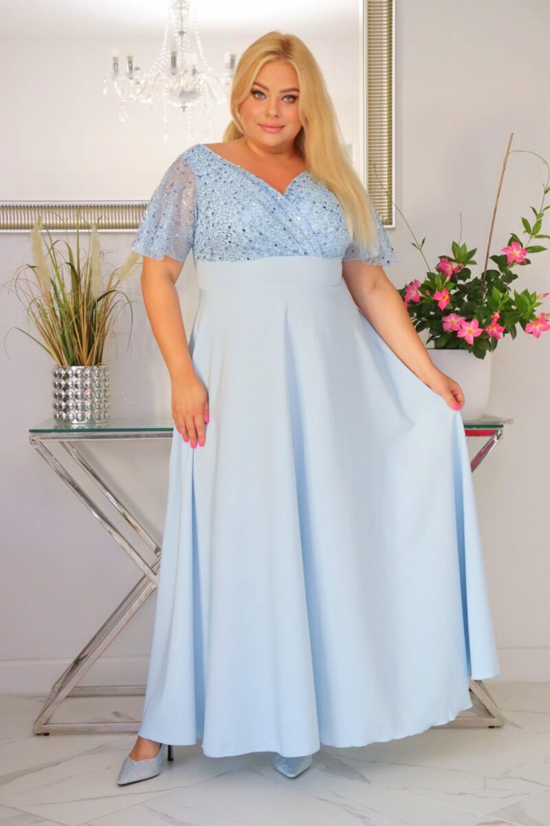 Sukienka Arwena - elegancja, która olśniewa. Kwintesencja wieczorowego blasku! BŁĘKITNA