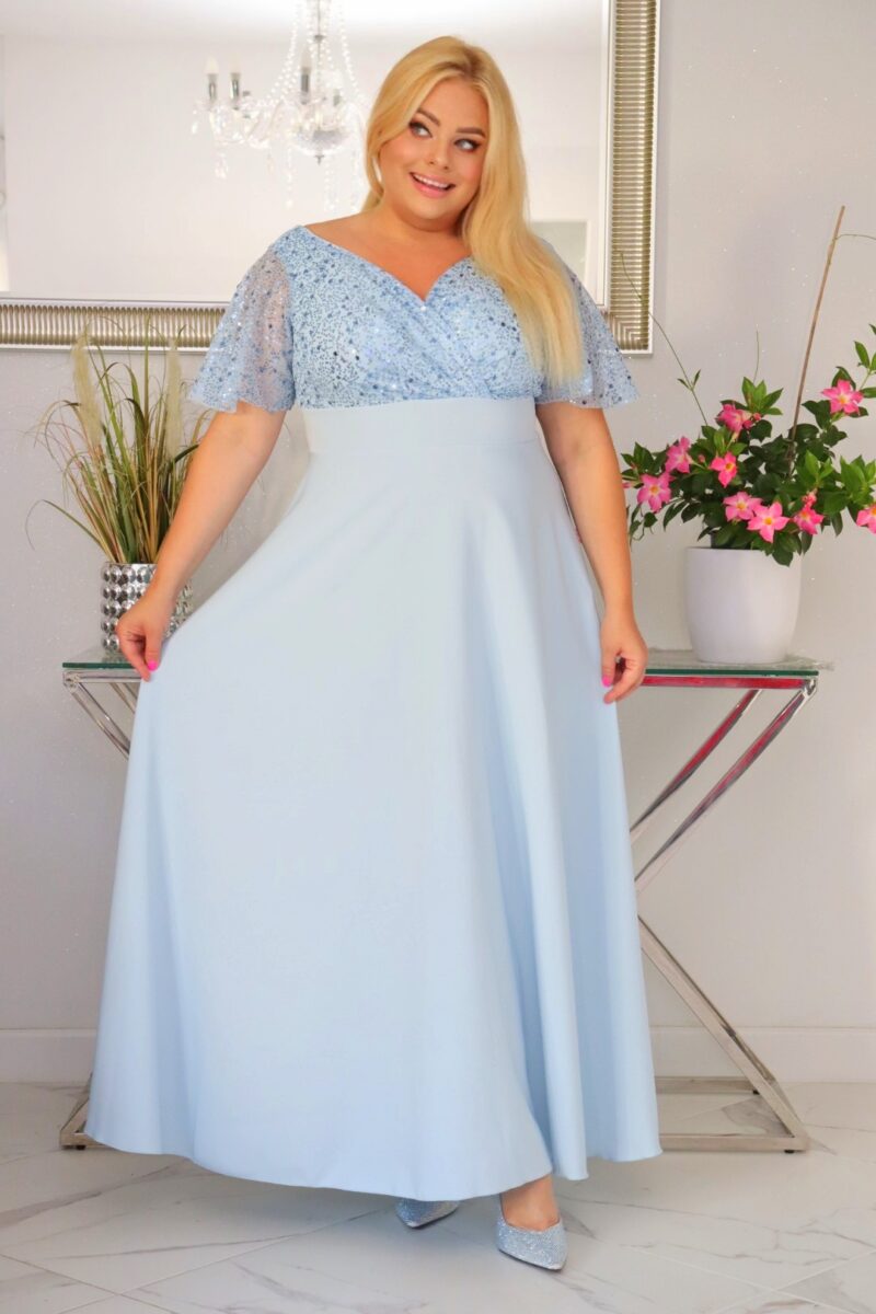 Sukienka Arwena - elegancja, która olśniewa. Kwintesencja wieczorowego blasku! BŁĘKITNA - obrazek 4