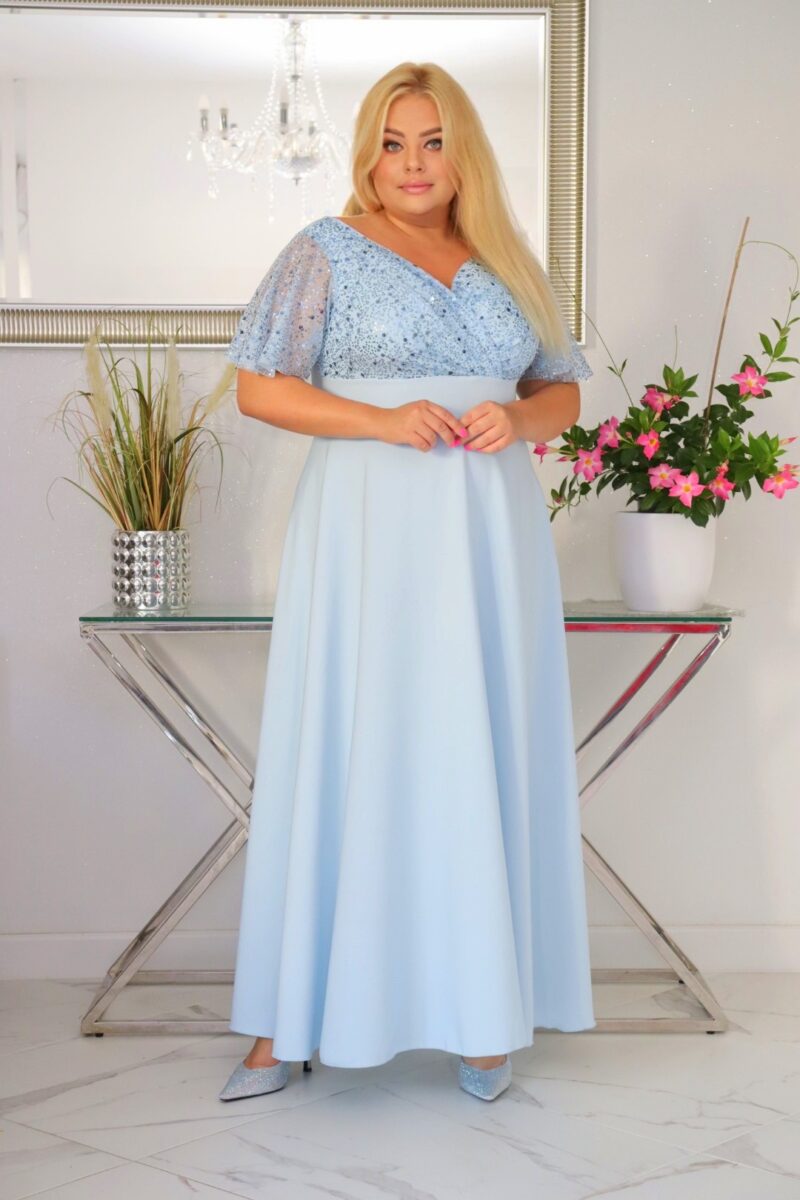 Sukienka Arwena - elegancja, która olśniewa. Kwintesencja wieczorowego blasku! BŁĘKITNA - obrazek 5