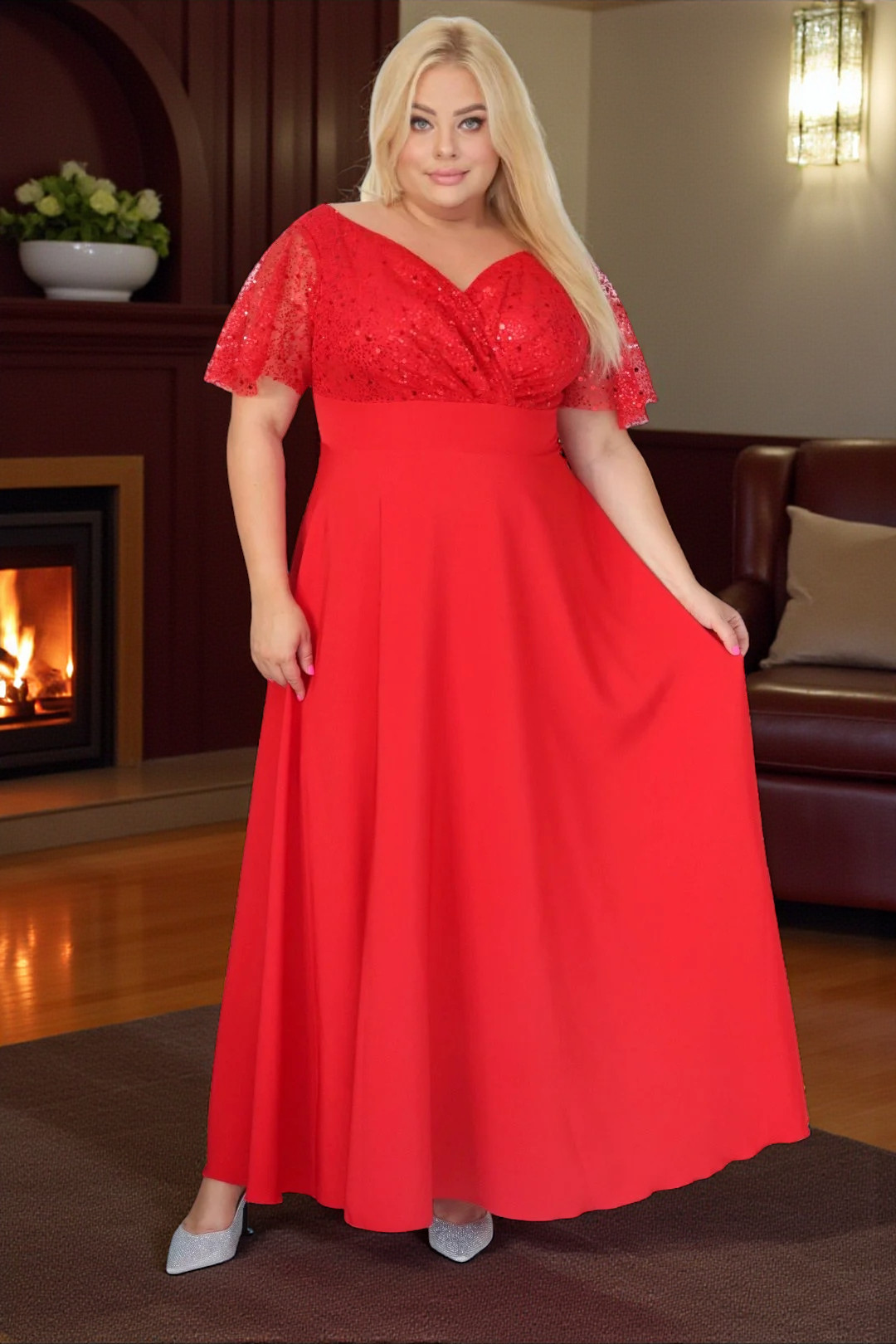 Sukienka Arwena - elegancja, która olśniewa. Kwintesencja wieczorowego blasku! CZERWONA - obrazek 3