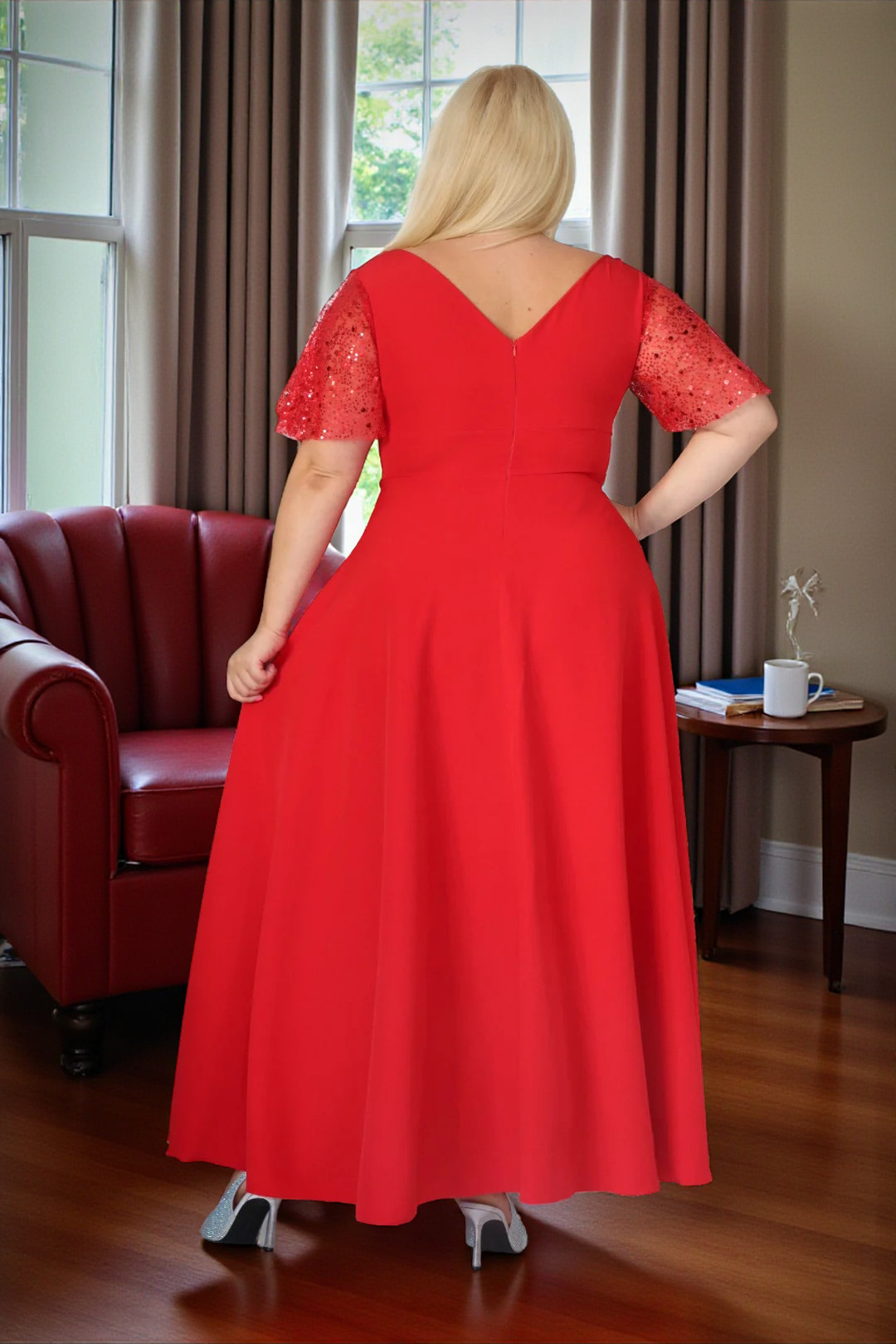 Sukienka Arwena - elegancja, która olśniewa. Kwintesencja wieczorowego blasku! CZERWONA - obrazek 4