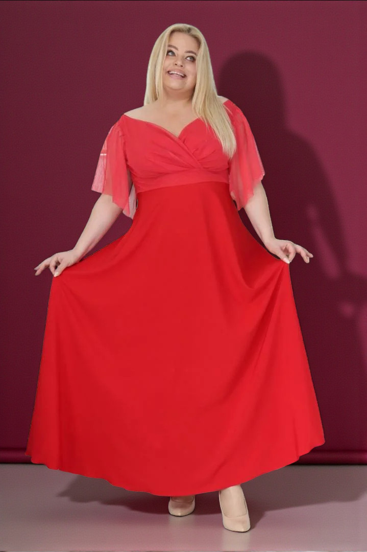 Klasyczna sukienka maxi, która nigdy nie wychodzi z mody! CZERWONA.A005.MEGA WYPRZEDAŻ! - obrazek 4
