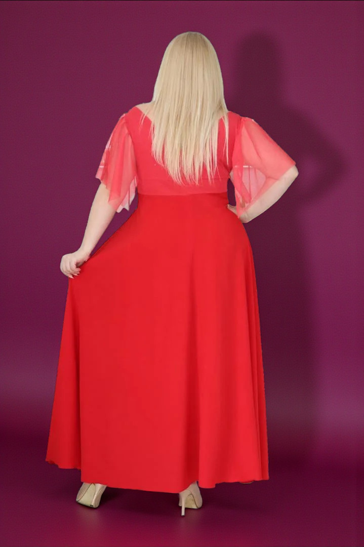 Klasyczna sukienka maxi, która nigdy nie wychodzi z mody! CZERWONA.A005.MEGA WYPRZEDAŻ! - obrazek 5