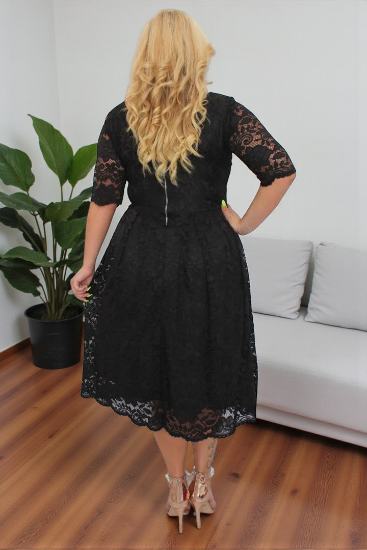 Sukienka Vivienne koronkowa rozkloszowana czarna koronka kwiaty - obrazek 5