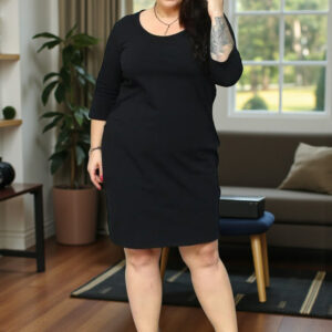 Sukienka Ada bombka oversize 100% BAWEŁNA POLSKI DRES czarna - obrazek 3