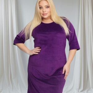 Sukienka Simona welurowa 100% bawełna fioletowa - obrazek 6
