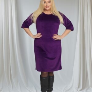 Sukienka Simona welurowa 100% bawełna fioletowa - obrazek 5