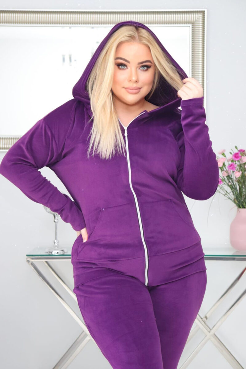 Glamour komplet welurowy Weluris BAWEŁNA fioletowy - obrazek 2