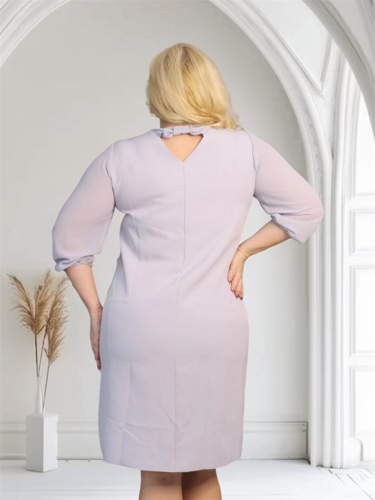 Sukienka Kesja cekinowa szyfonowa kokarda srebrna - obrazek 6