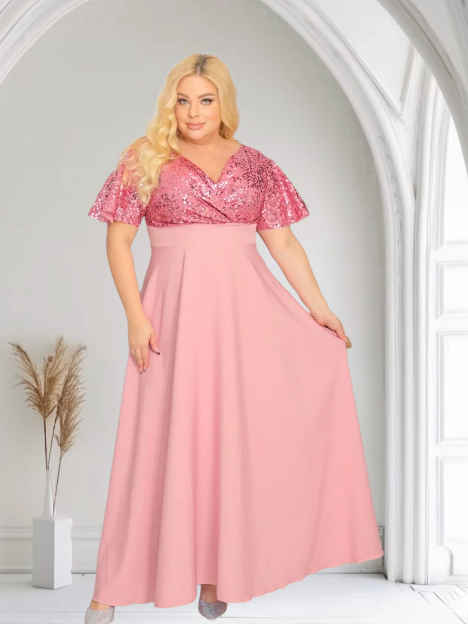 Sukienka klasyczna- elegancja, która olśniewa. Kwintesencja wieczorowego blasku! WRZOSOWA KÓŁECZKA.A008. MEGA WYPRZEDAŻ!