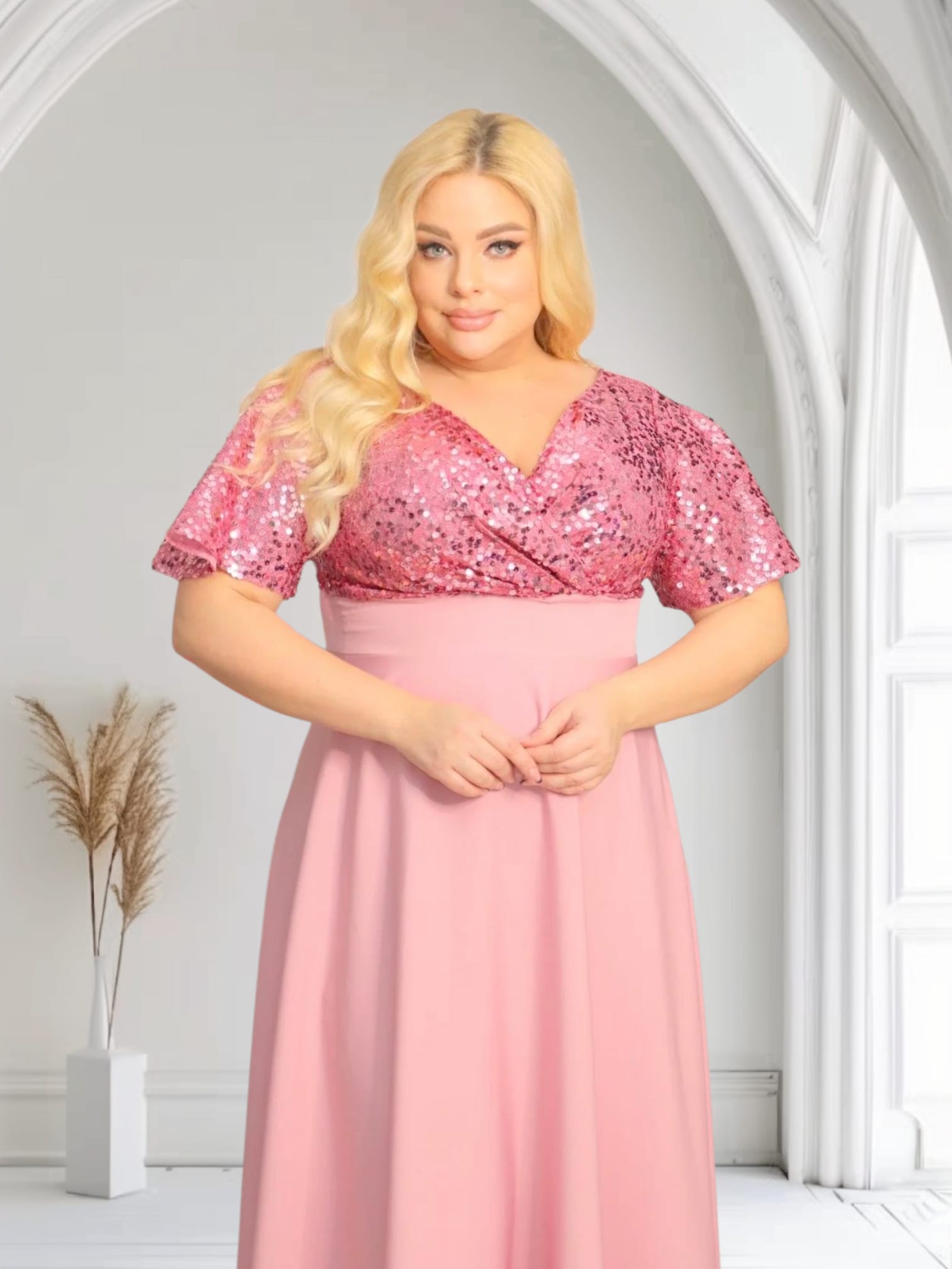 Sukienka klasyczna- elegancja, która olśniewa. Kwintesencja wieczorowego blasku! WRZOSOWA KÓŁECZKA.A008. MEGA WYPRZEDAŻ! - obrazek 3