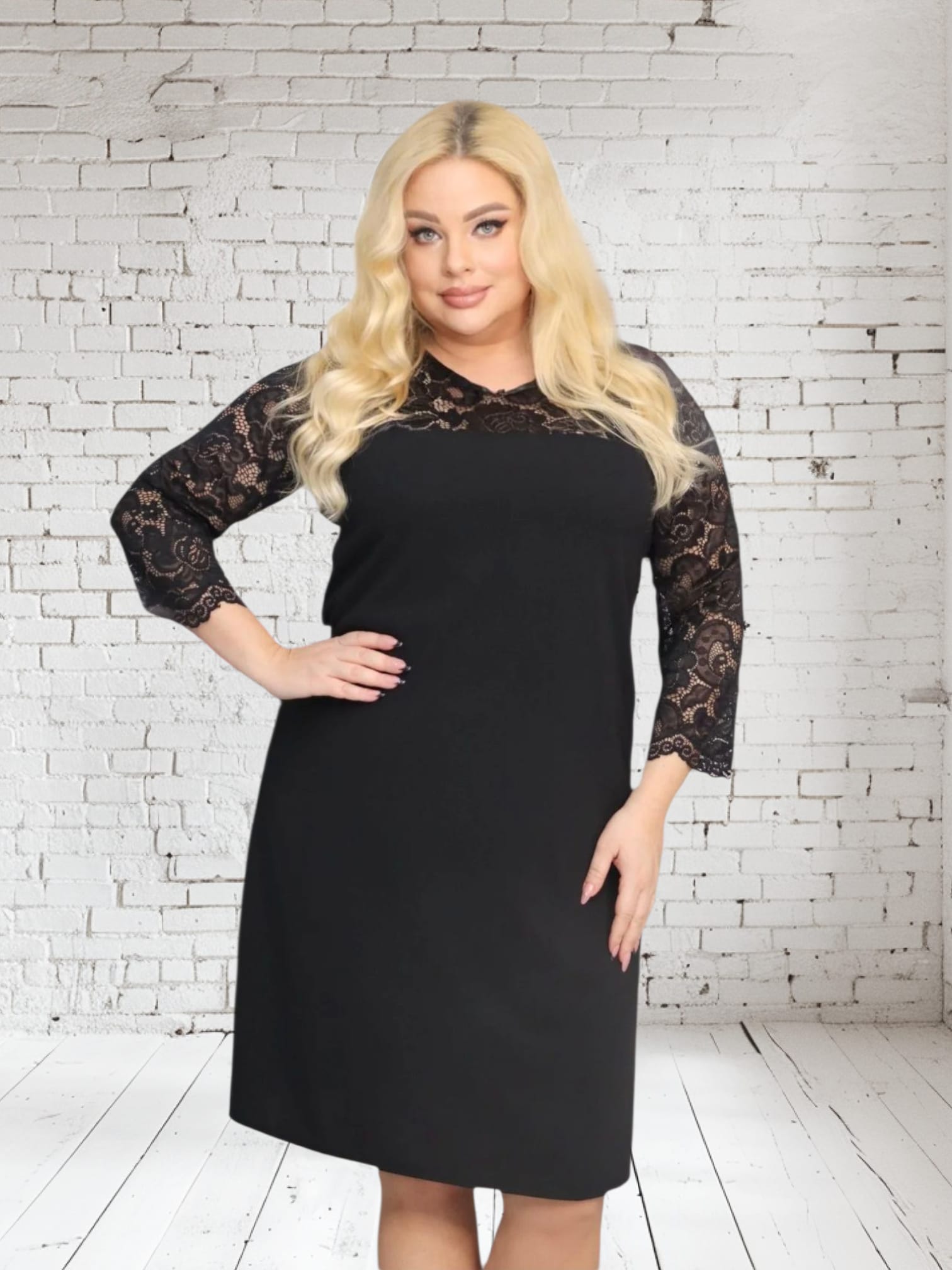 Sukienka Harper trapezowa koronka czarna - obrazek 3