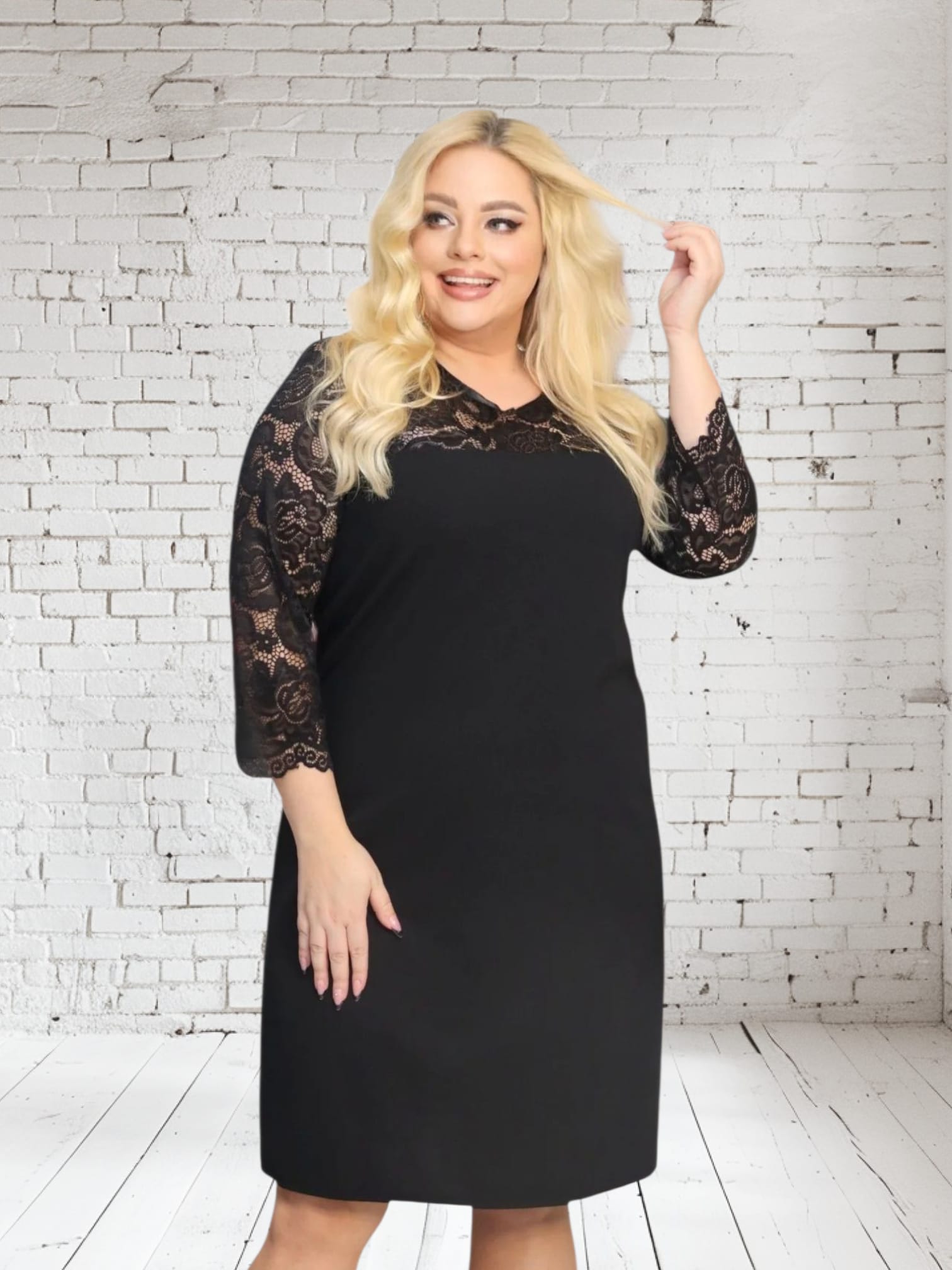 Sukienka Harper trapezowa koronka czarna - obrazek 4