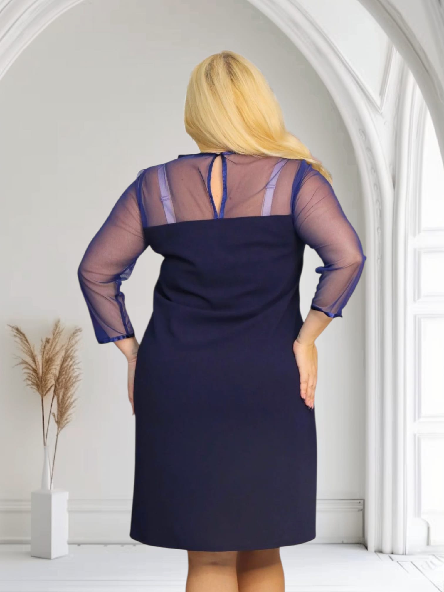 Sukienka Harper trapezowa tiul granatowa - obrazek 4