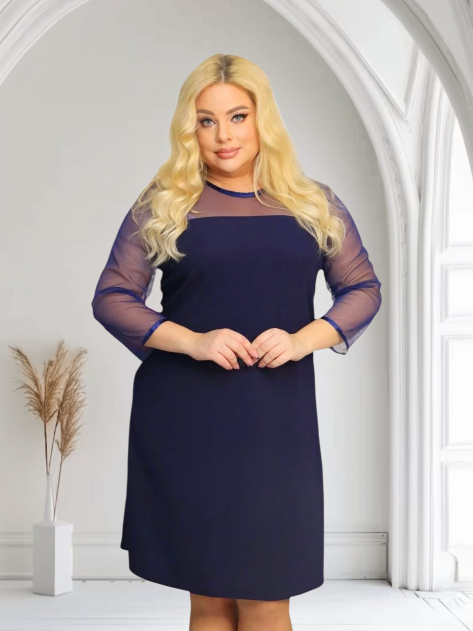 Sukienka Harper trapezowa tiul granatowa