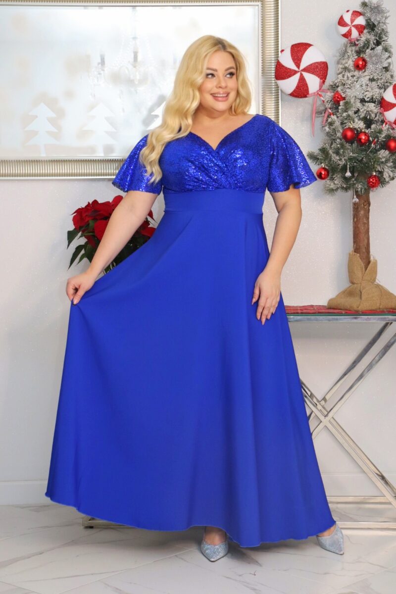 Sukienka Arwena - elegancja, która olśniewa. Kwintesencja wieczorowego blasku! CHABROWA DROBNE CEKINY