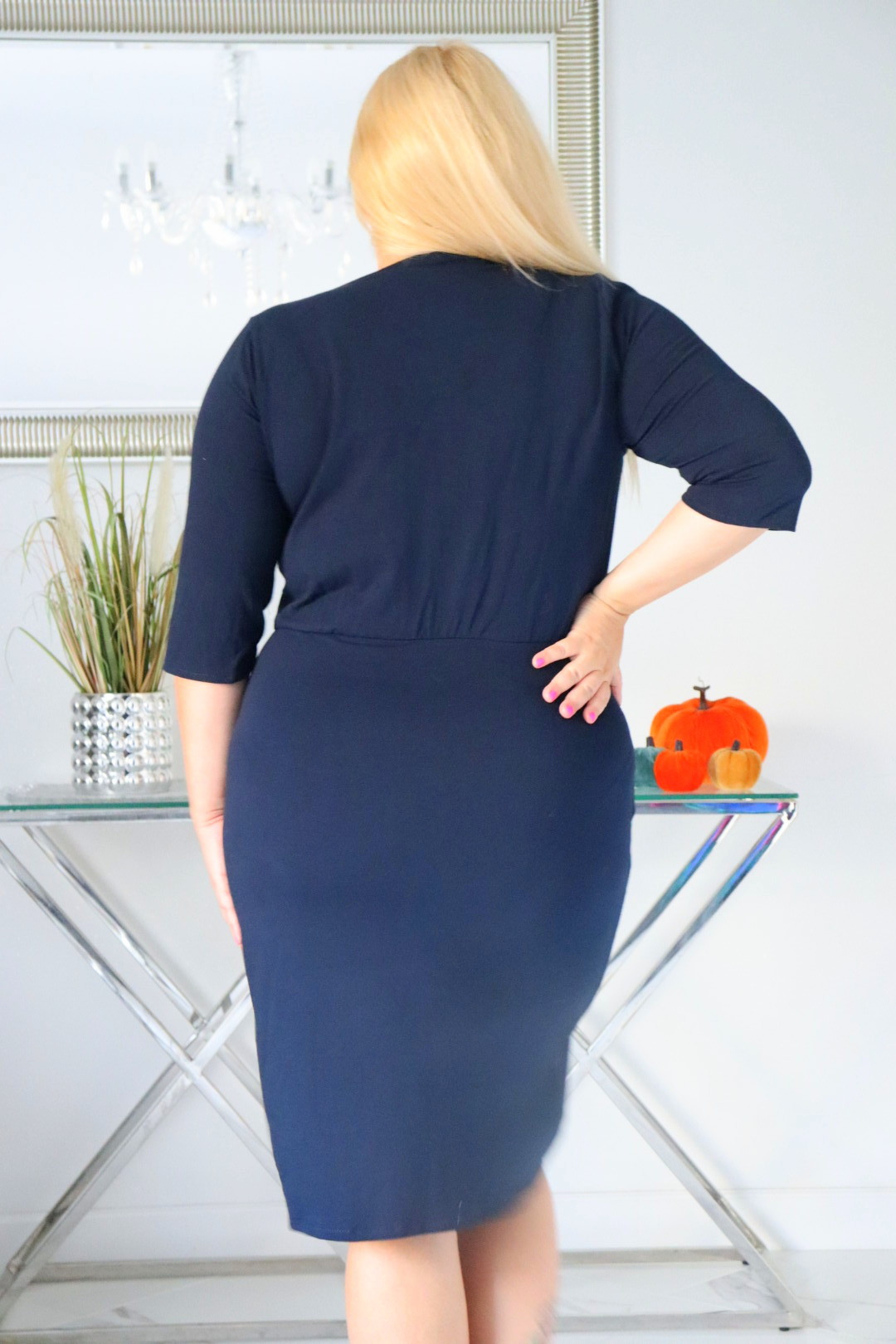 Sukienka Jolanda 100% dzianina bawełniana GRANATOWA NATURALNY SKŁAD - obrazek 6