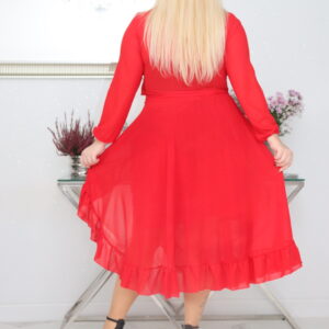 Sukienka Florencja rozkloszowana zwiewna z szyfonu kopertowy dekolt chabrowa. WYPRZEDAŻ KOLORU CHABROWEGO! - obrazek 6