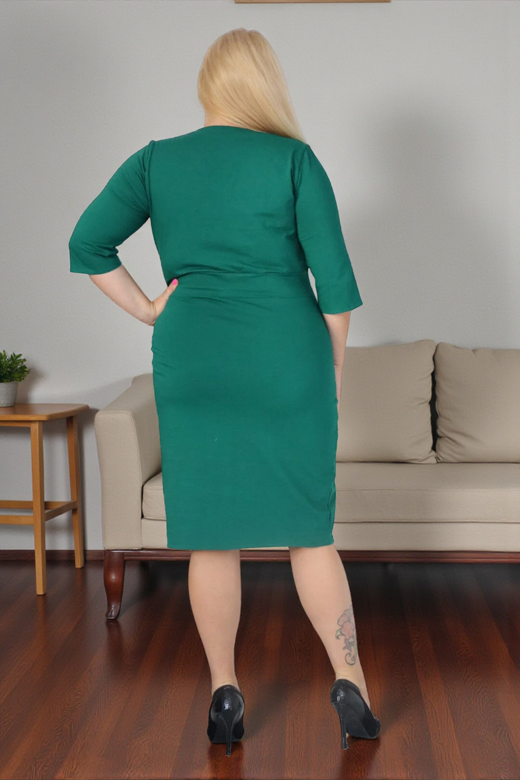 Sukienka Dafne 100% dzianina bawełniana ZIELONA NATURALNY SKŁAD - obrazek 4