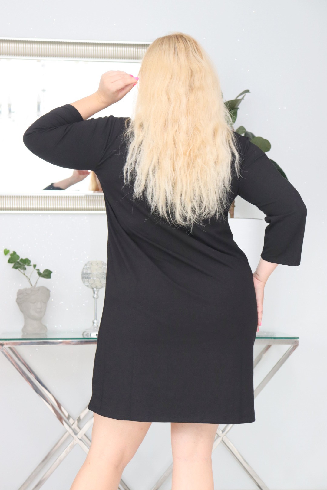 Sukienka MANTIS oversize 100% bawełna CZARNA NATURALNY SKŁAD - obrazek 6