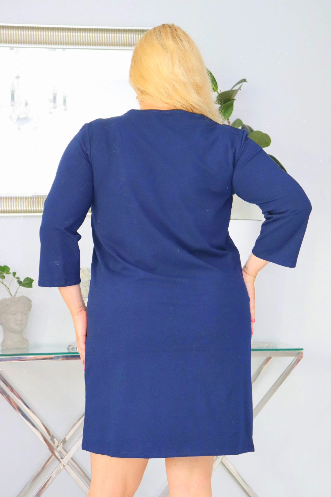 Sukienka MANTIS oversize 100% bawełna GRANATOWA NATURALNY SKŁAD - obrazek 5