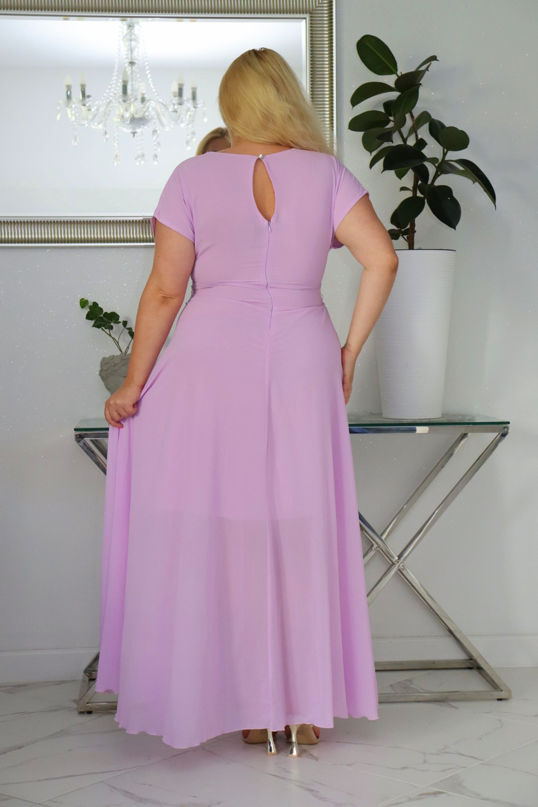 Absolutna IKONA STYLU 💖 Długa MELISA z kryształowym akcentem w talii ✨ LILIOWA ! - obrazek 6