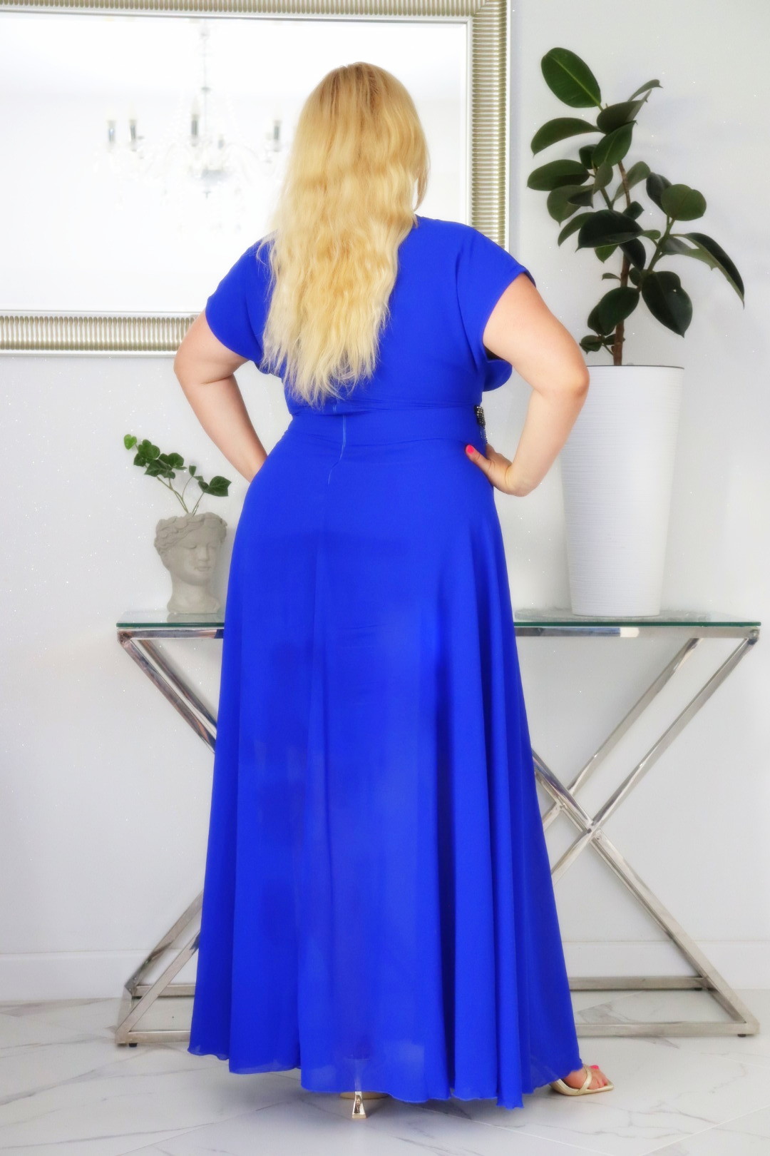 Sukienka MELISA rozkloszowana long wieczorowa dekolt zakładki CHABER - obrazek 6