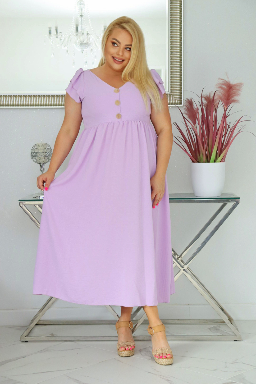 Sukienka ESTERA trapezowa 100% wiskoza LILIOWA NATURALNY SKŁAD