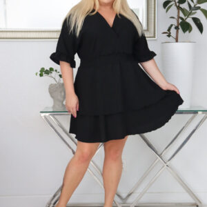 Sukienka MIWA trapezowa 100% wiskoza CZARNA NATURALNY SKŁAD - obrazek 3