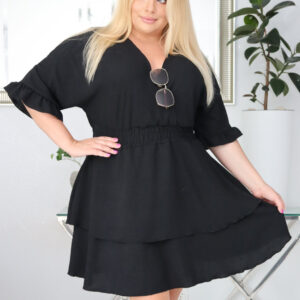 Sukienka MIWA trapezowa 100% wiskoza CZARNA NATURALNY SKŁAD - obrazek 2