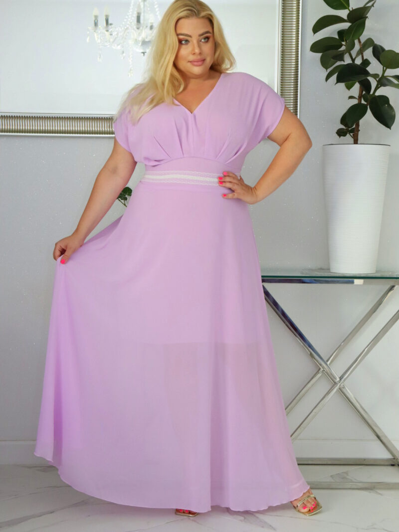 Absolutna IKONA STYLU 💖 Długa MELISA z kryształowym akcentem w talii ✨ LILIOWA