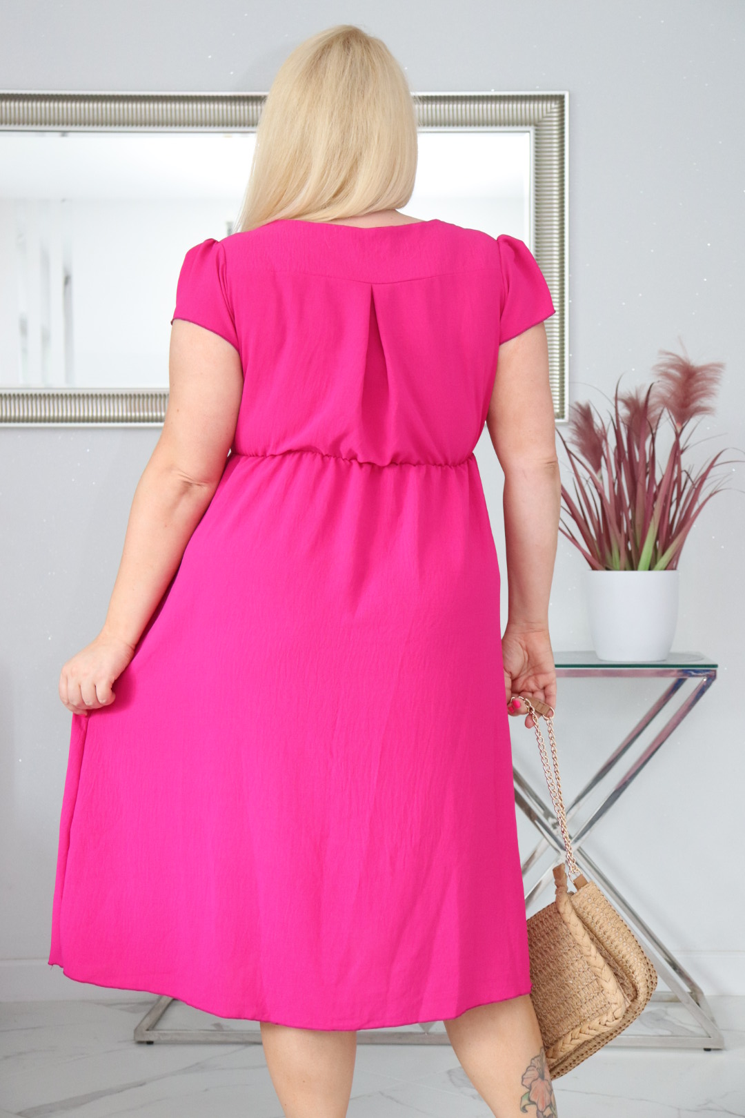 Sukienka PEGGY trapezowa 100% wiskoza AMARANT NATURALNY SKŁAD - obrazek 6