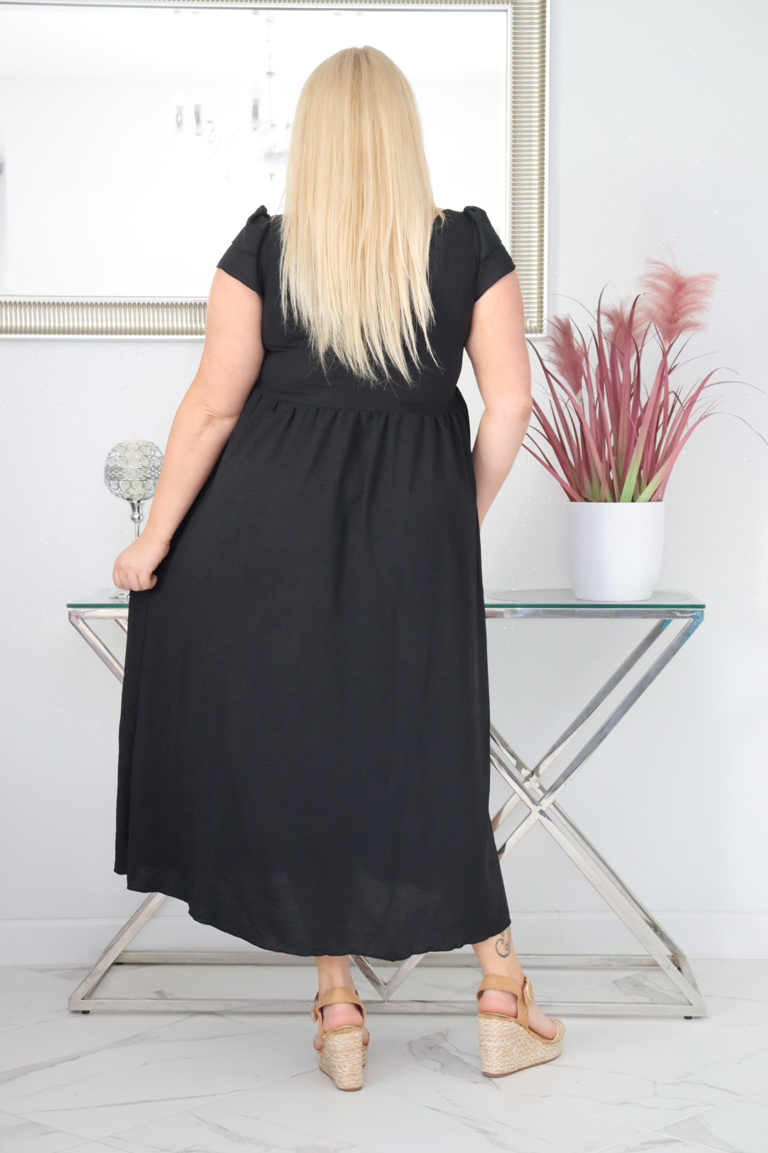 Sukienka ESTERA trapezowa 100% wiskoza CZARNA NATURALNY SKŁAD - obrazek 6