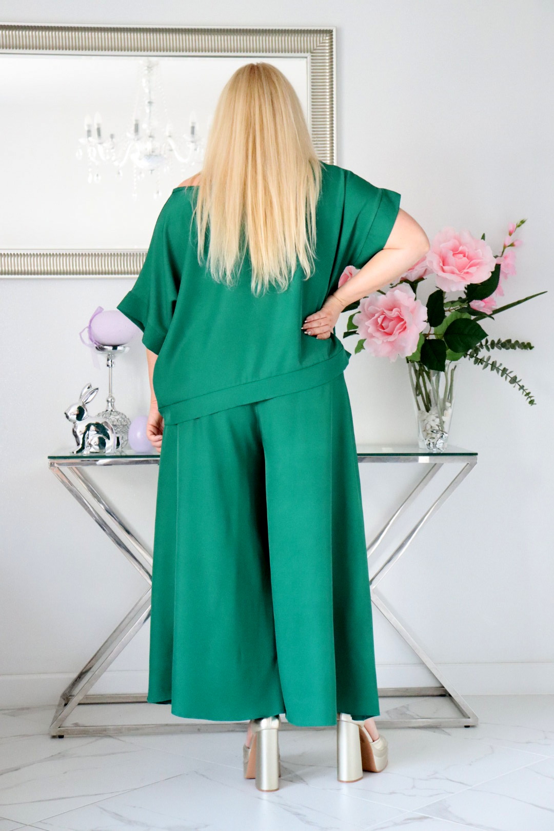 Komplet zestaw bluzka ze spodniami 100% naturalny skład zielony - obrazek 6