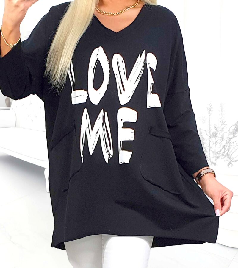 Tunika BLUZA bawełna 100% czarna LOVE