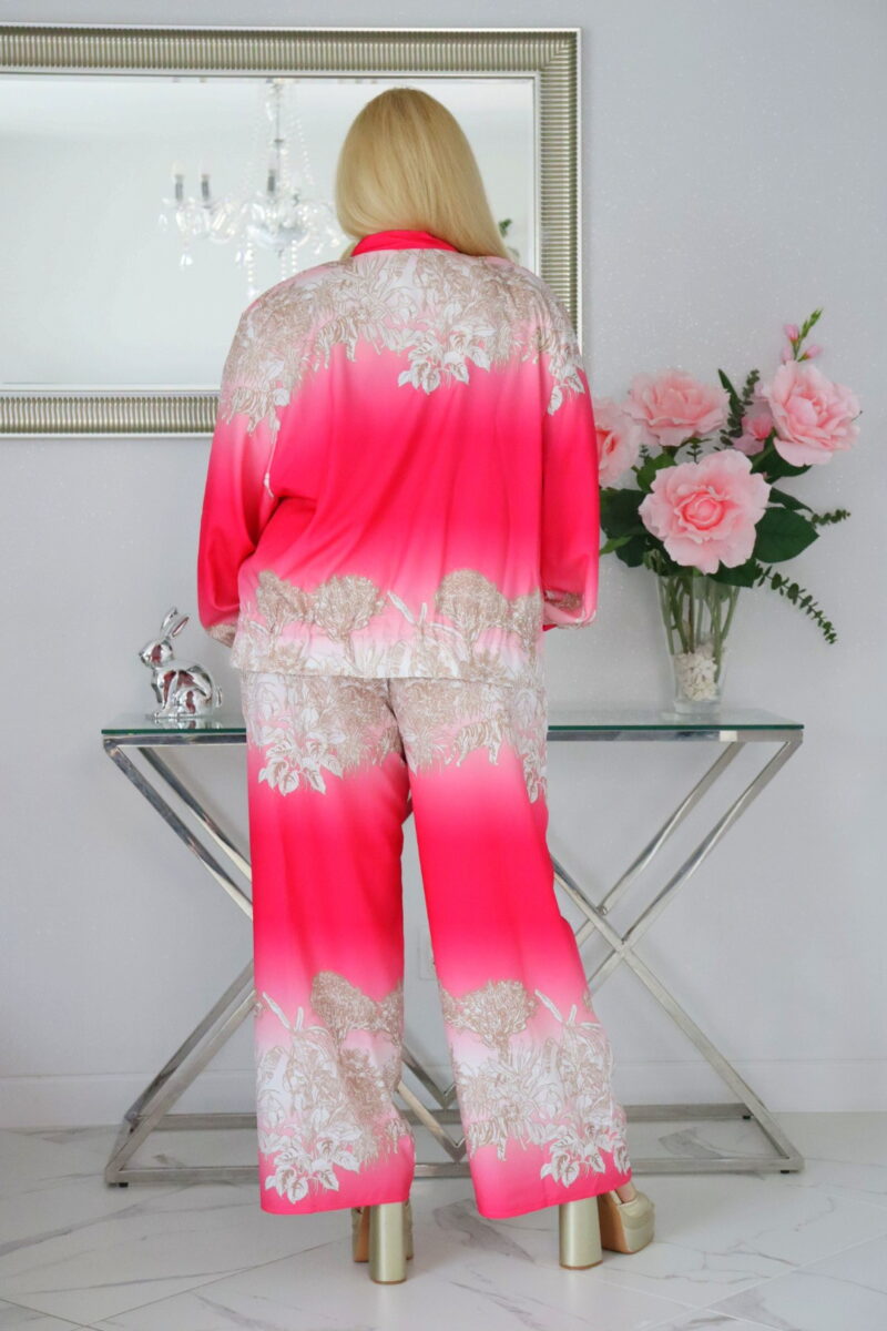 GLAMOUR komplet bluza na zamek + spodnie 100% naturalny skład PRINT FUKSJA - obrazek 6