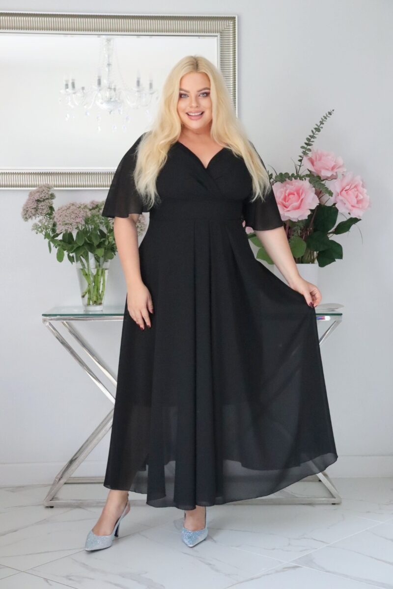 Vanesa – symfonia szyfonowej lekkości! Kreacja, która tańczy z każdym Twoim ruchem! CZARNA - obrazek 4