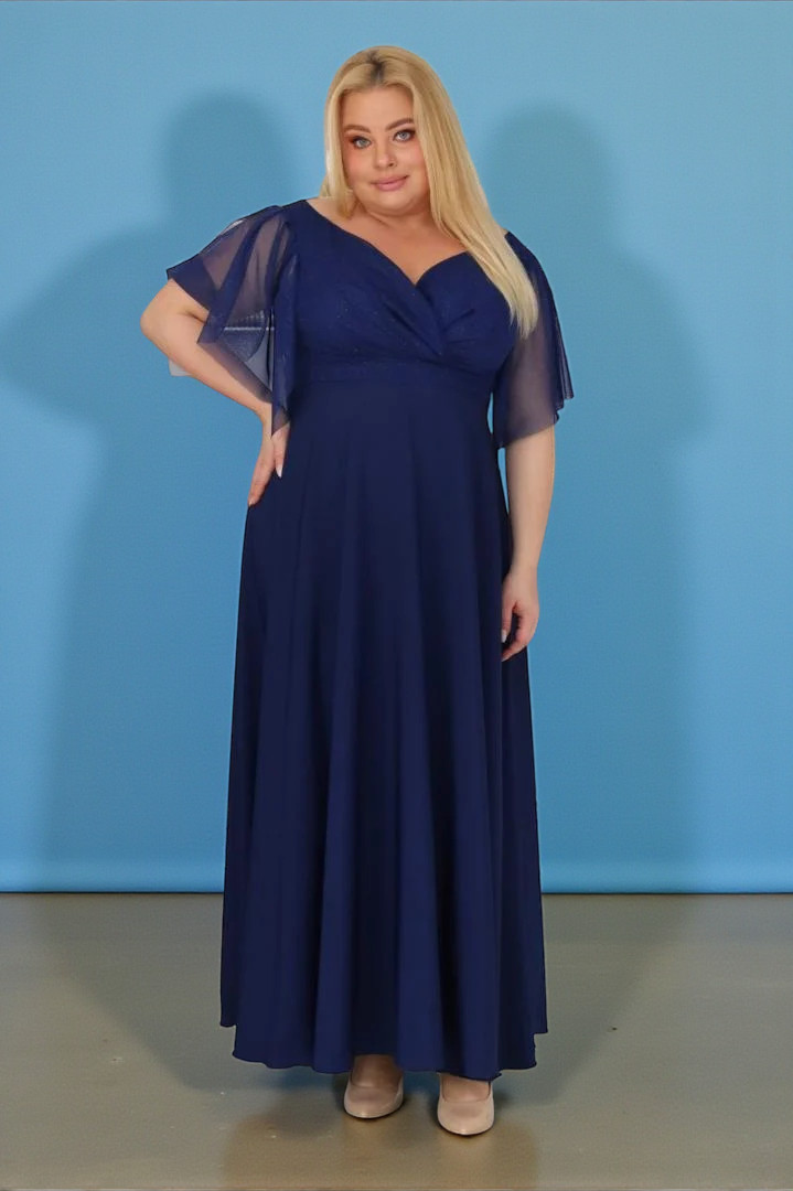 Klasyczna sukienka maxi, która nigdy nie wychodzi z mody! GRANATOWA.A005.MEGA WYPRZEDAŻ! - obrazek 3