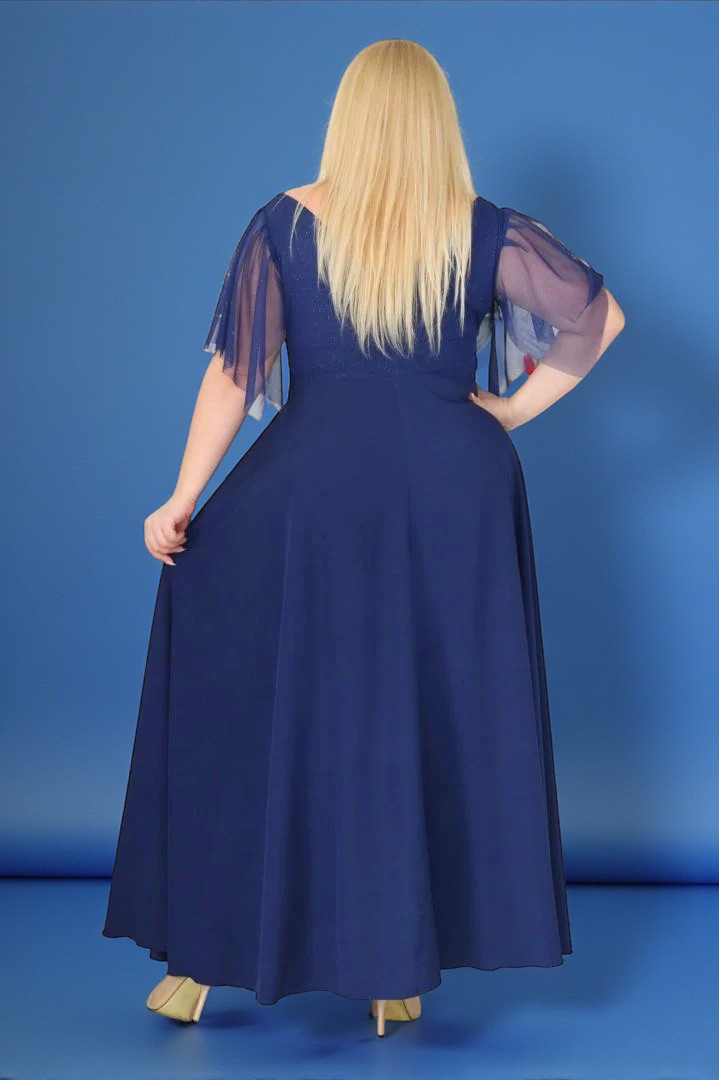 Klasyczna sukienka maxi, która nigdy nie wychodzi z mody! GRANATOWA.A005.MEGA WYPRZEDAŻ! - obrazek 4