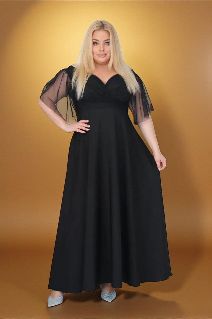 Klasyczna sukienka maxi, która nigdy nie wychodzi z mody! CZARNA.A005.MEGA WYPRZEDAŻ!