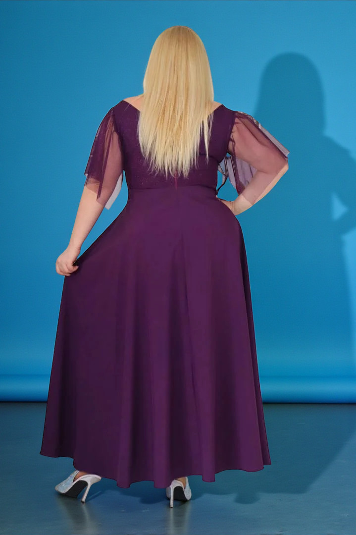 Klasyczna sukienka maxi, która nigdy nie wychodzi z mody! FIOLETOWA.A005.MEGA WYPRZEDAŻ! - obrazek 3