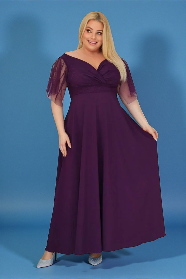 Klasyczna sukienka maxi, która nigdy nie wychodzi z mody! FIOLETOWA.A005.MEGA WYPRZEDAŻ! - obrazek 5