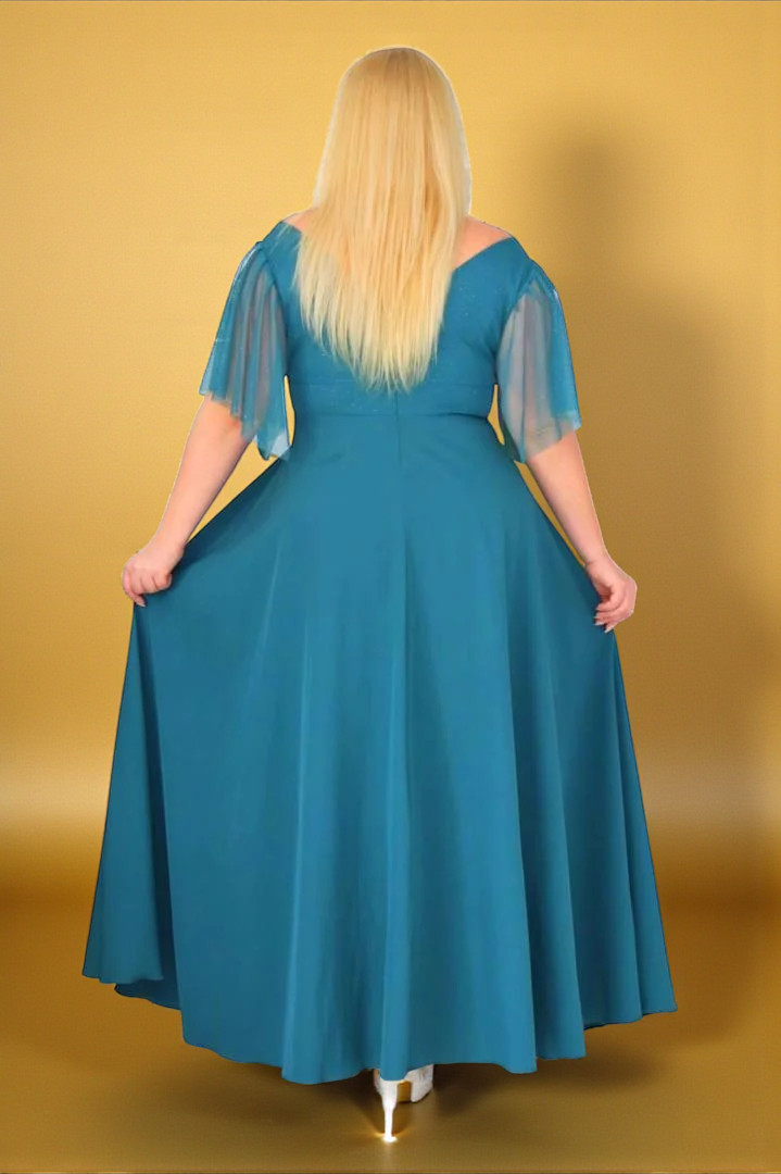 Klasyczna sukienka maxi, która nigdy nie wychodzi z mody! TURKUSOWA.A005.MEGA WYPRZEDAŻ! - obrazek 3