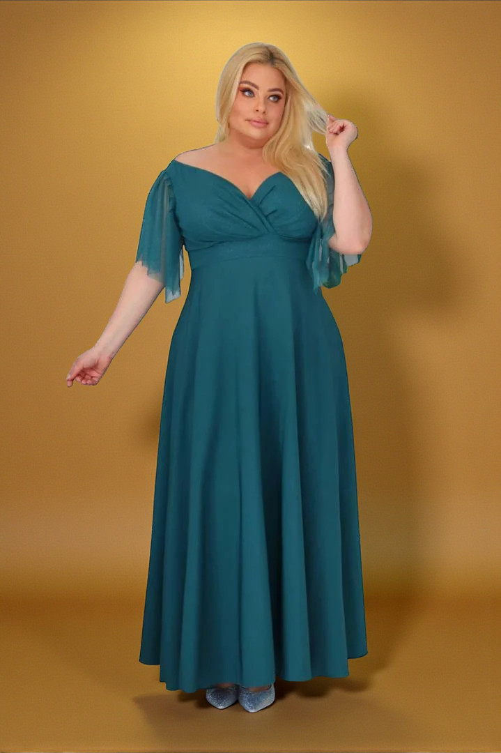 Klasyczna sukienka maxi, która nigdy nie wychodzi z mody! TURKUSOWA.A005.MEGA WYPRZEDAŻ! - obrazek 4