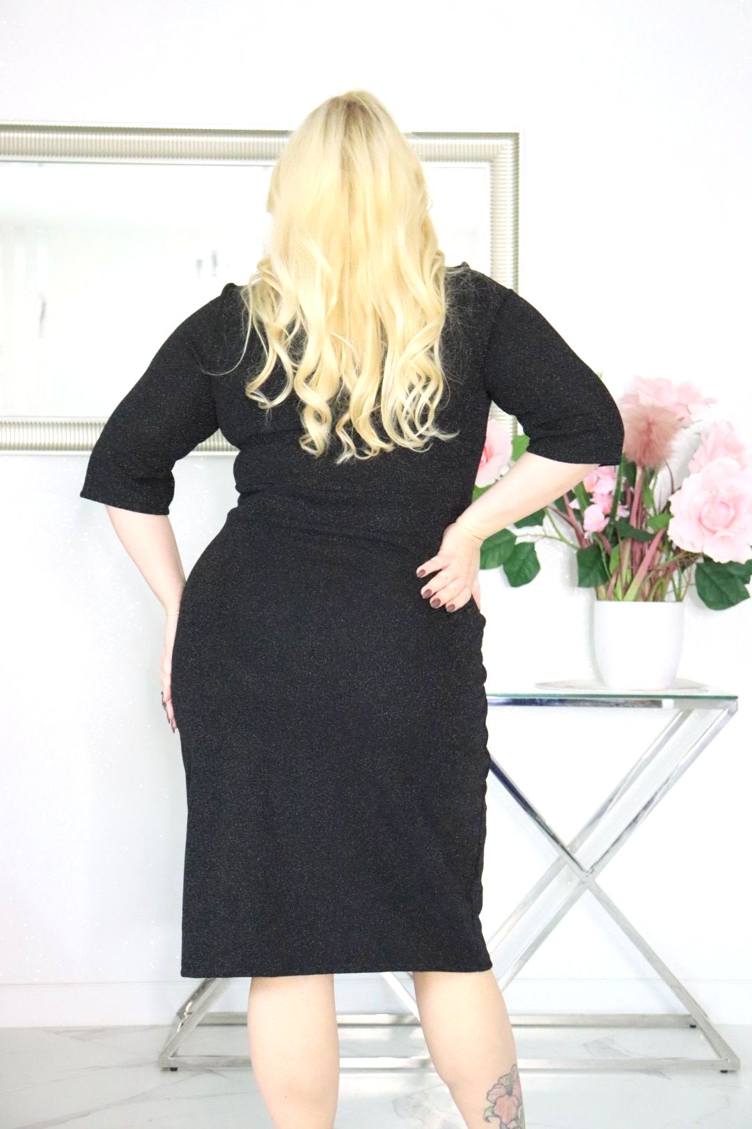 Ręcznie szyta róża i połysk: sukienka Eliza, która zastąpi najlepszą biżuterię. CZARNA! - obrazek 6