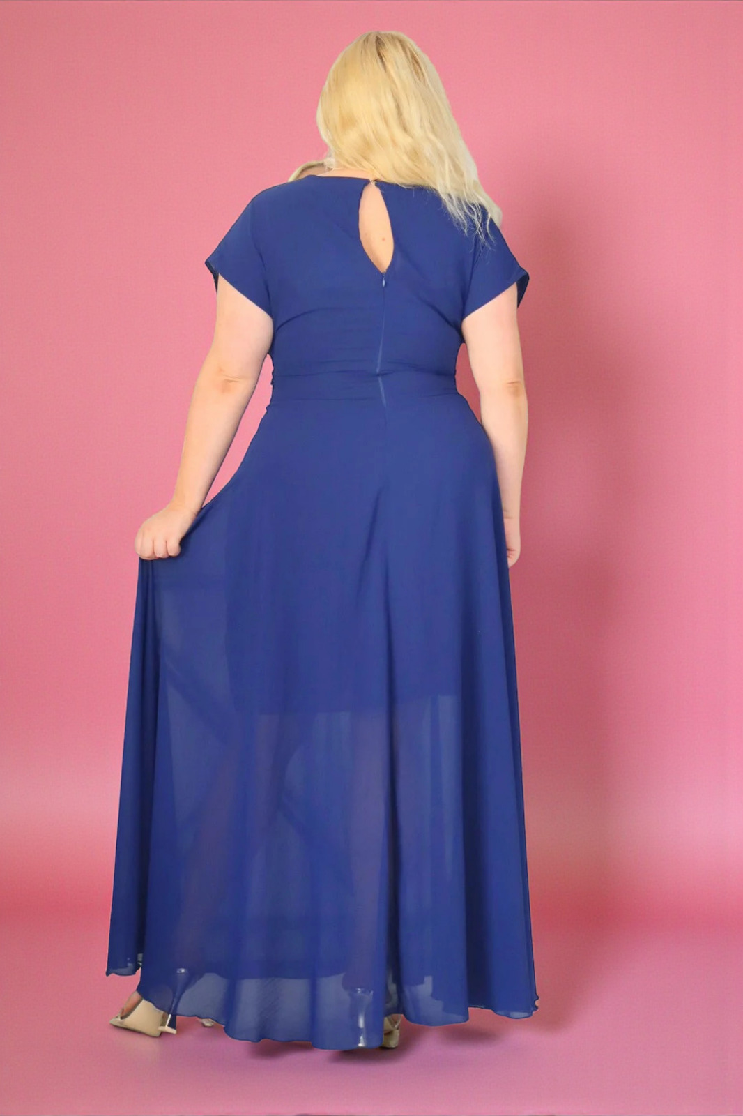 Absolutna IKONA STYLU 💖 Długa z kryształowym akcentem w talii ✨ GRANATOWA! A018 - obrazek 2