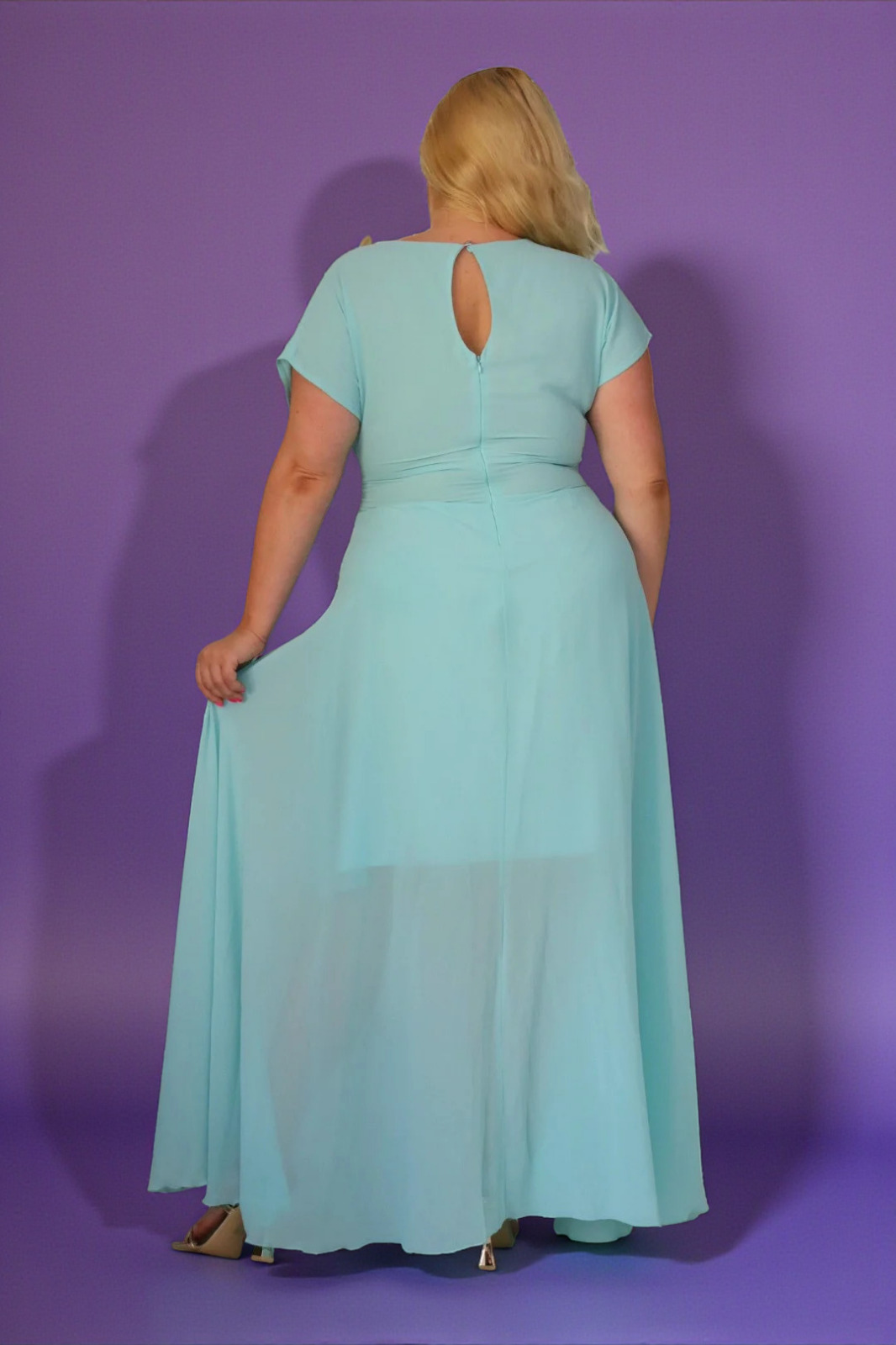 Absolutna IKONA STYLU 💖 Długa z kryształowym akcentem w talii ✨ MIĘTOWA A018 - obrazek 2