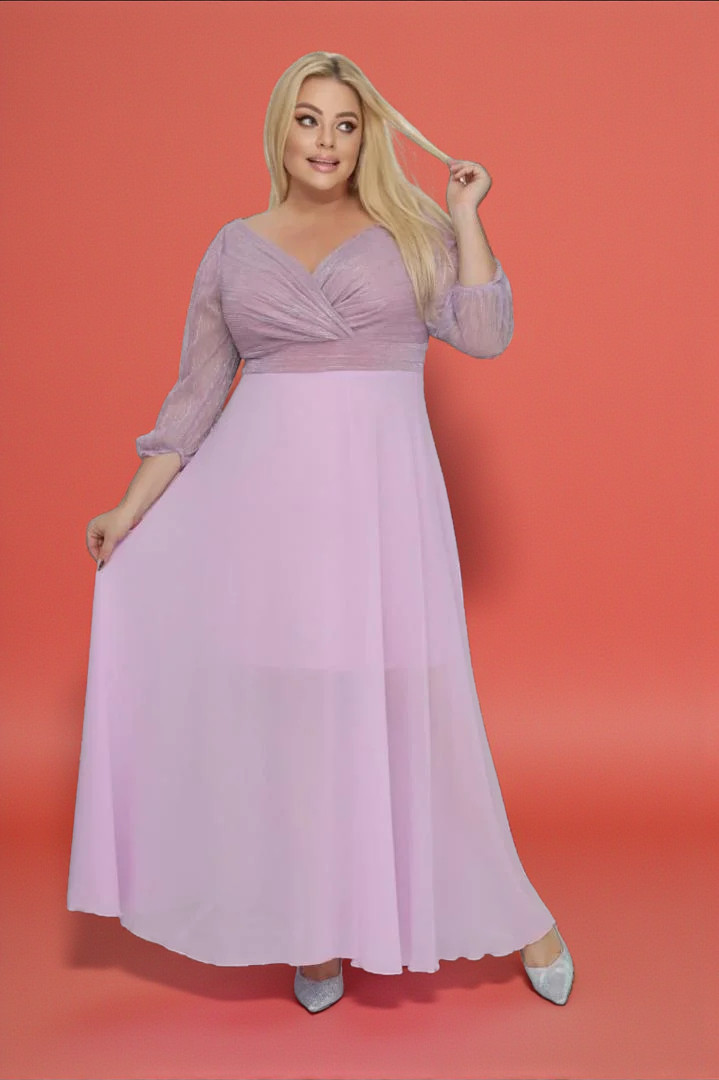 Sukienka klasyczna lekka zwiewna rozkloszowana wrzosowa.A012. MEGA WYPRZEDAŻ!