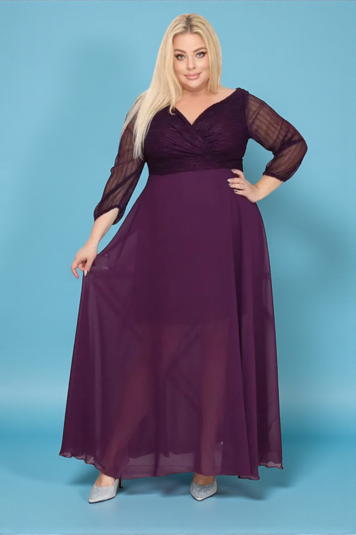 Sukienka klasyczna lekka zwiewna rozkloszowana fioletowa. A012. MEGA WYPRZEDAŻ!